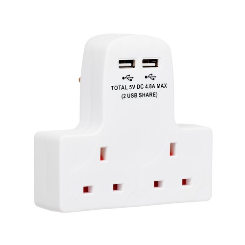 Way adaptor plug - plug, double