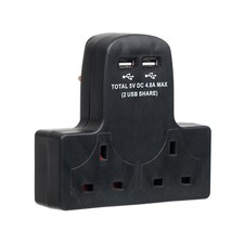 2 Way Adaptor  Plug 13A Wall