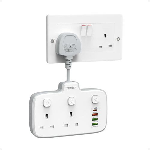 Double plug adapter with - uk,